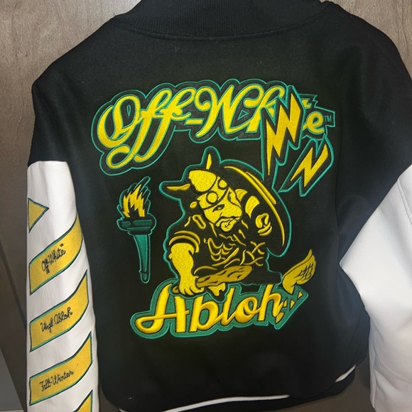 OFF-WHITE C/O VIRGIL ABLOH VARSITY JACKET - BLACK/YELLOW - Picture 6 of 7